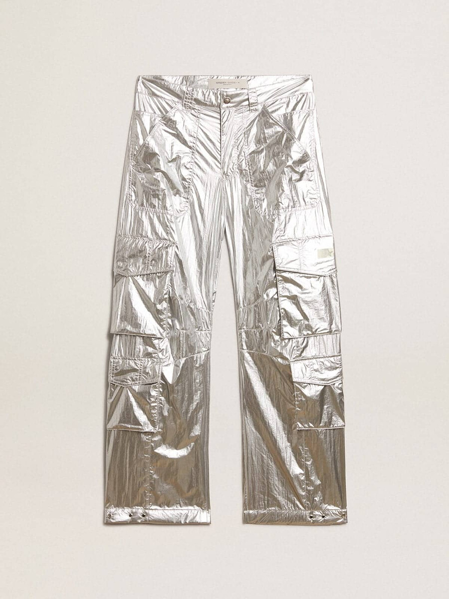 pantalón cargo para hombre en tejido técnico color plata