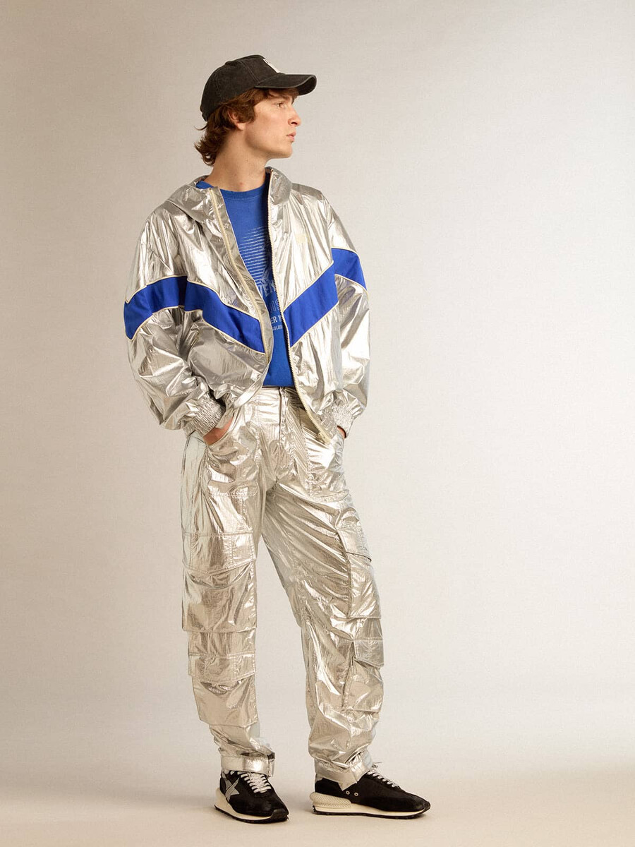pantalón cargo para hombre en tejido técnico color plata