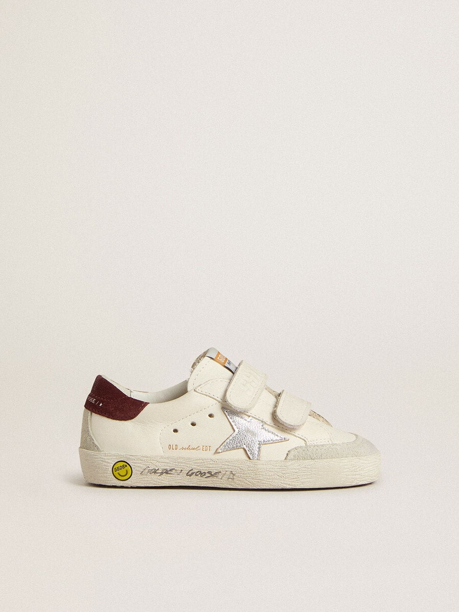 young old school con estrella de cuero metalizado plateado y refuerzo de talón de ante morado