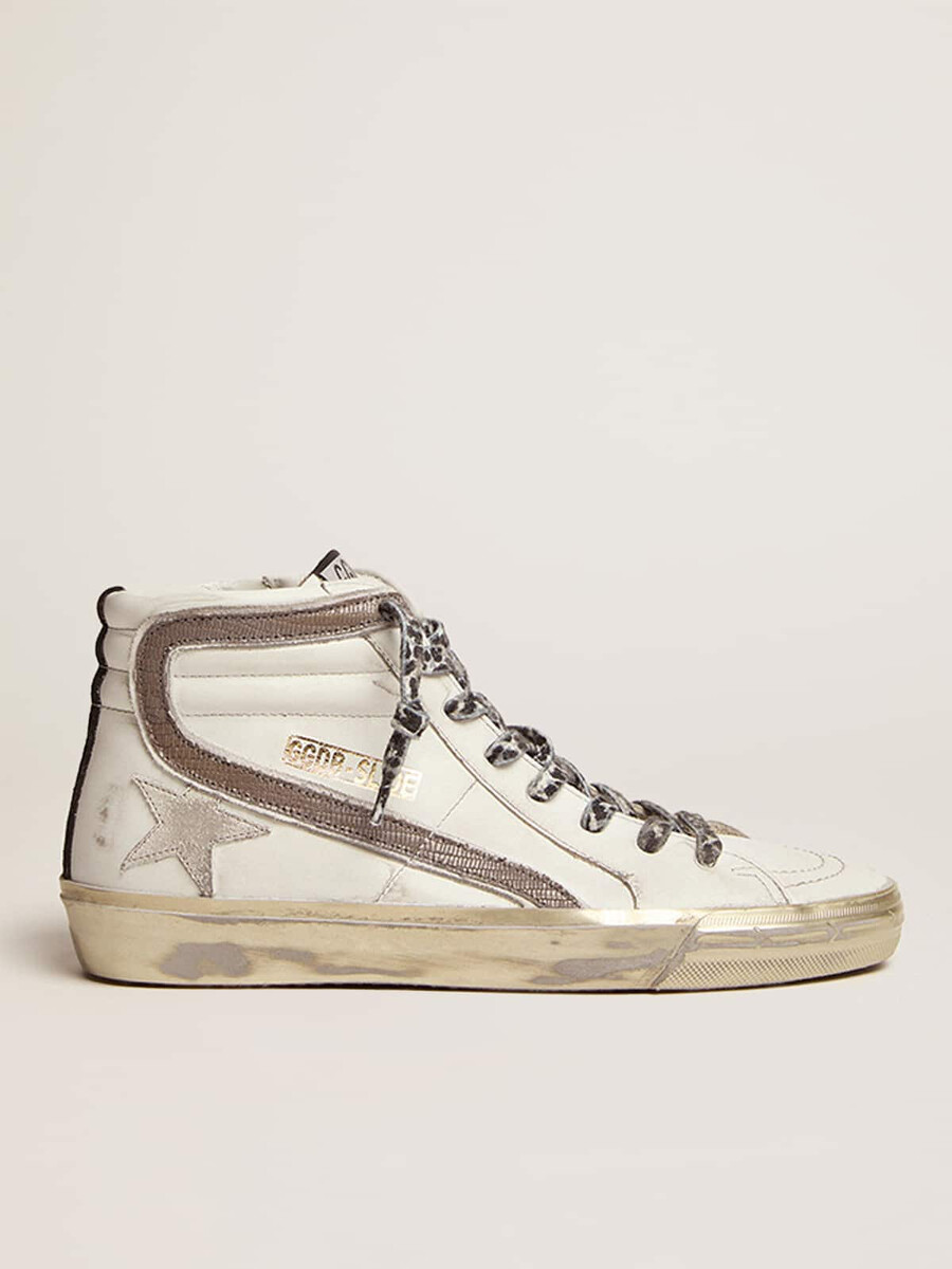 sandalias de mujer con estrella en ante blanco y piel flash
