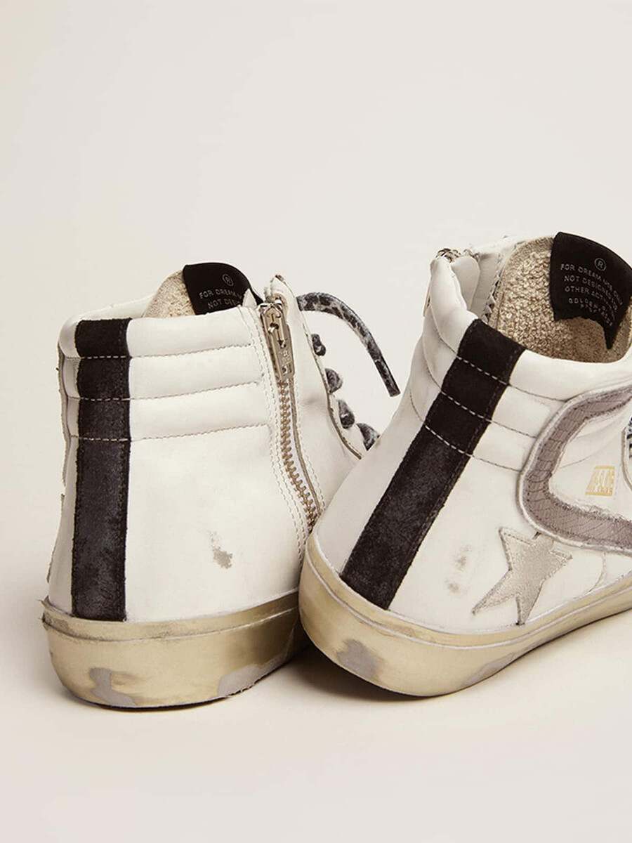 sandalias de mujer con estrella en ante blanco y piel flash