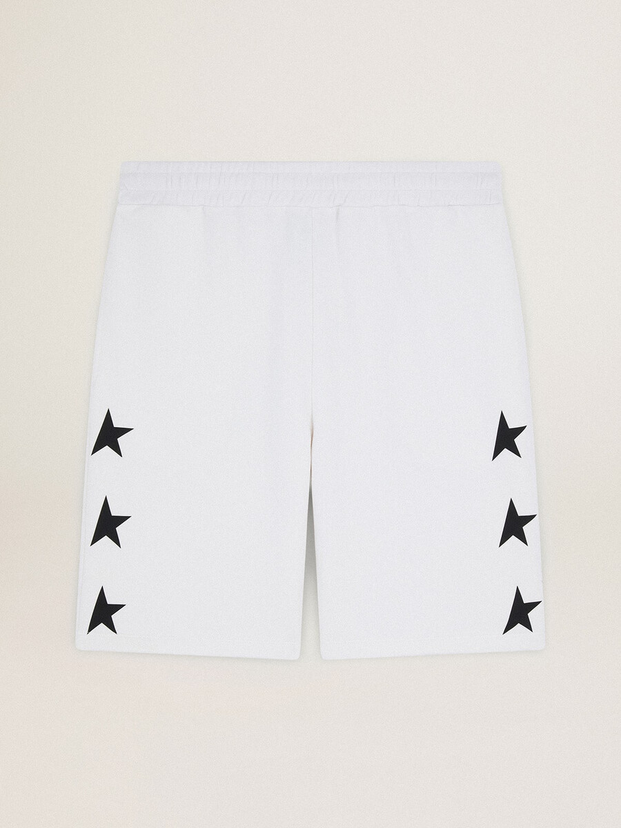 bermudas blancas vintage para hombre con estrellas negras en contraste