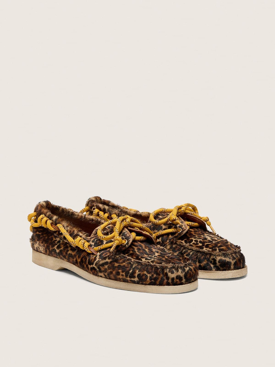 mocasín cruise para mujer en piel de potro con estampado de leopardo