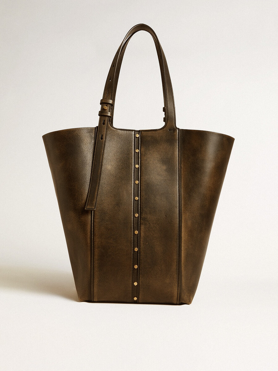 bolso 247 north south en piel envejecida negra con asas ajustables