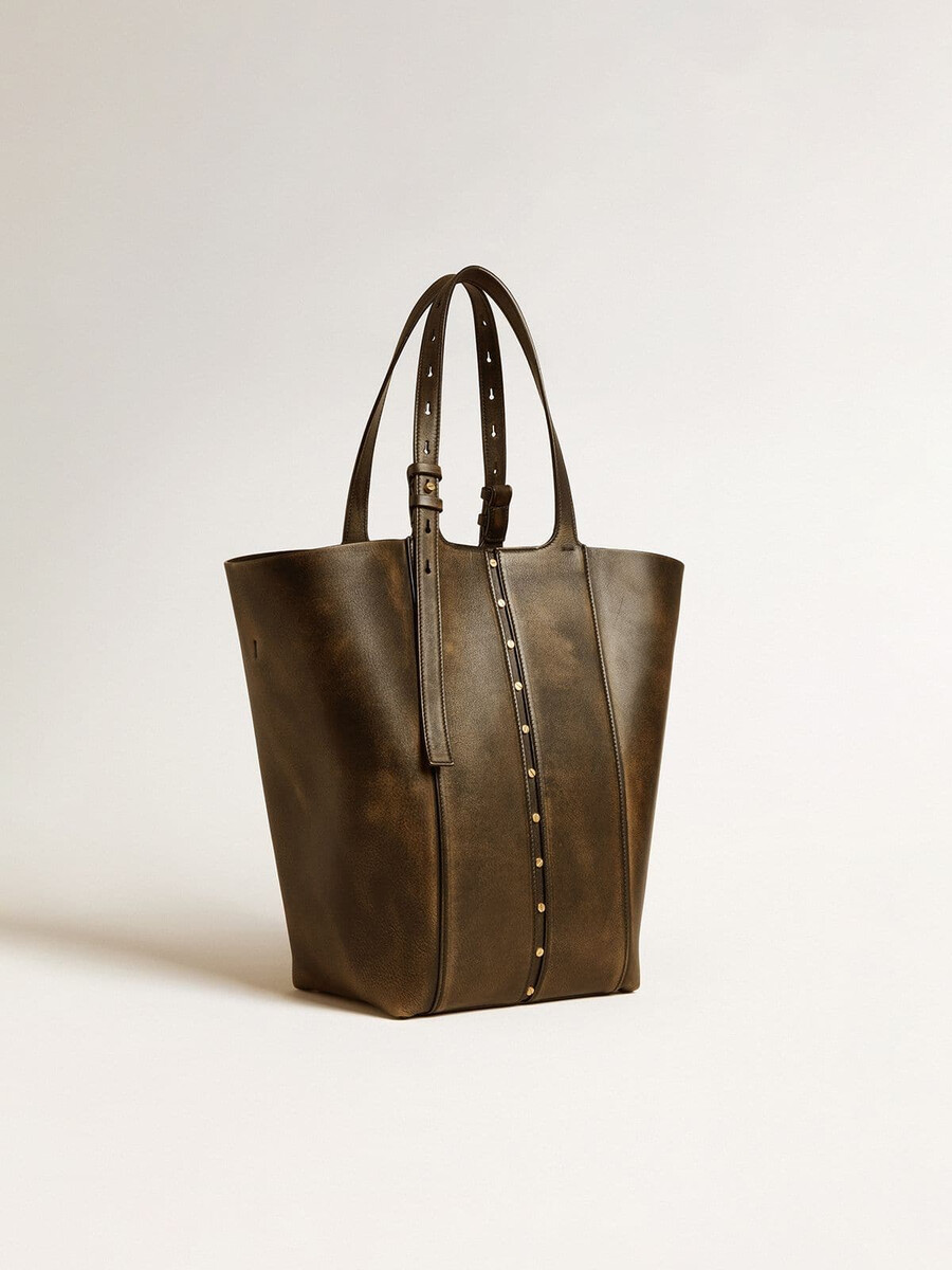 bolso 247 north south en piel envejecida negra con asas ajustables