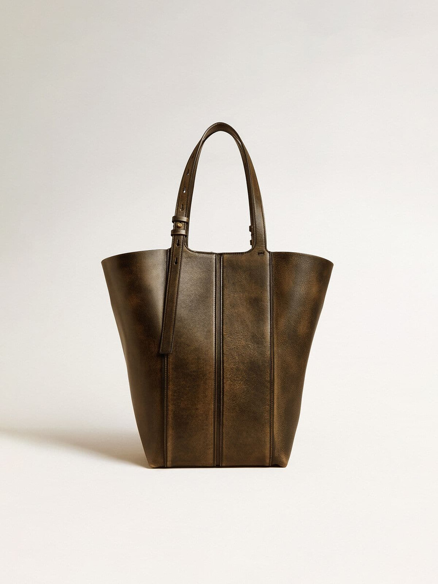 bolso 247 north south en piel envejecida negra con asas ajustables