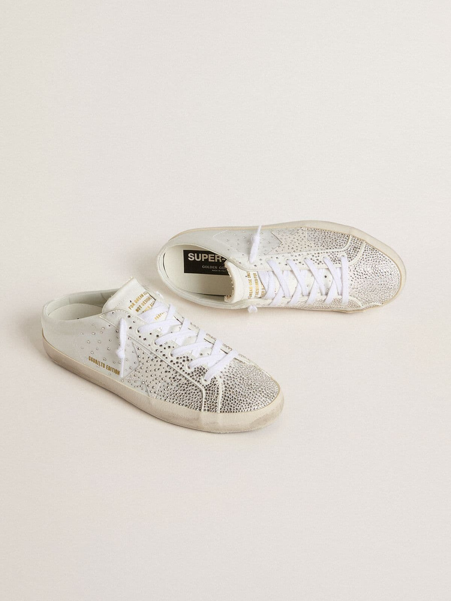 sabot super-star ltd para mujer con estrella de ante gris y cristales swarovski