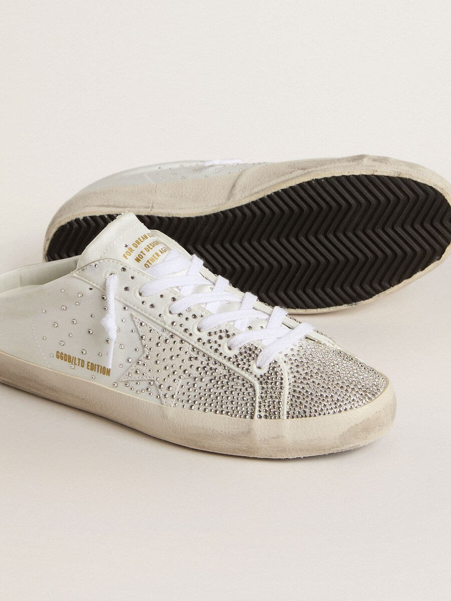 sabot super-star ltd para mujer con estrella de ante gris y cristales swarovski